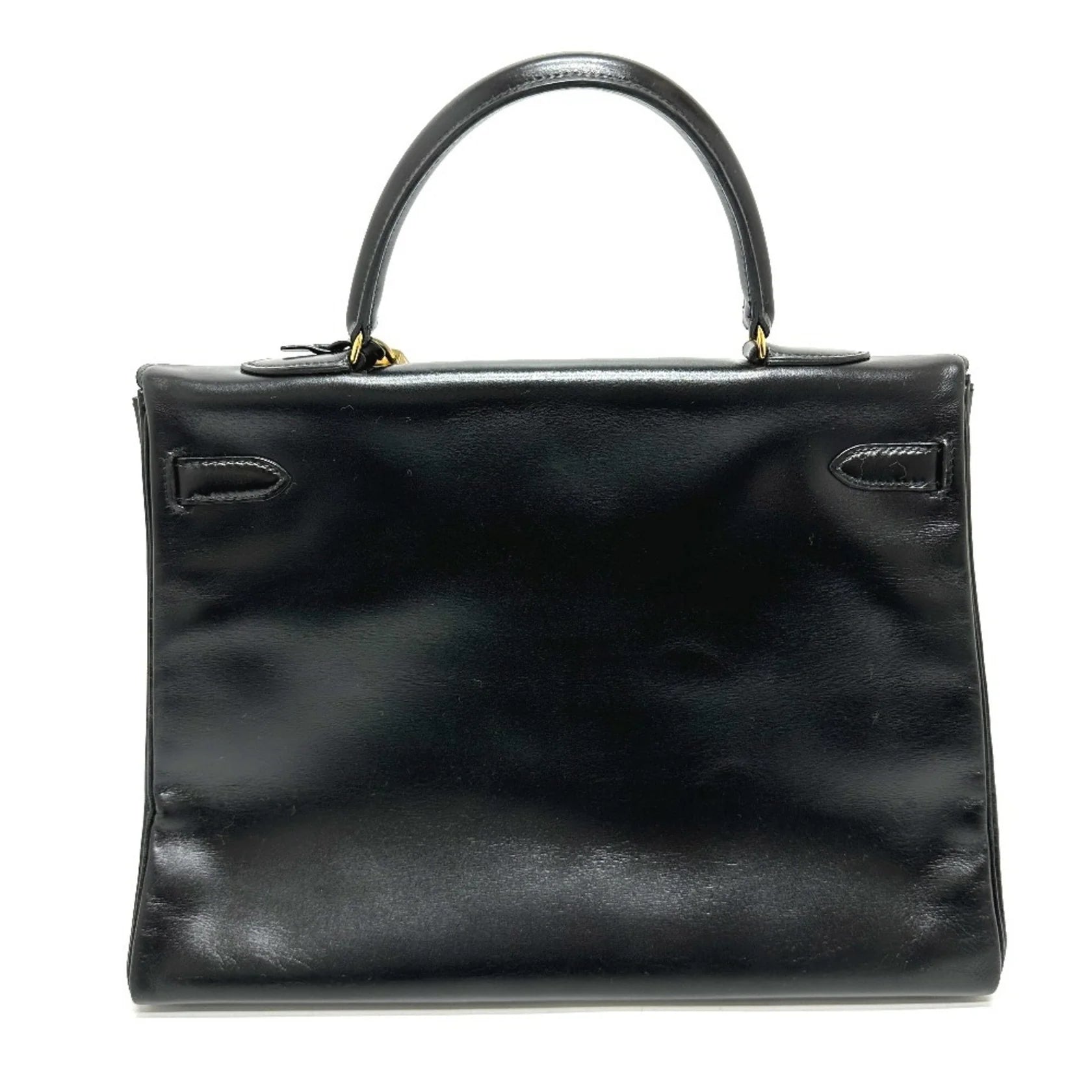 HERMES Kelly 35 con marchio S, borsa tote, borsa a mano con impunture, pelle di vitello box, da donna, nera - Etoilux