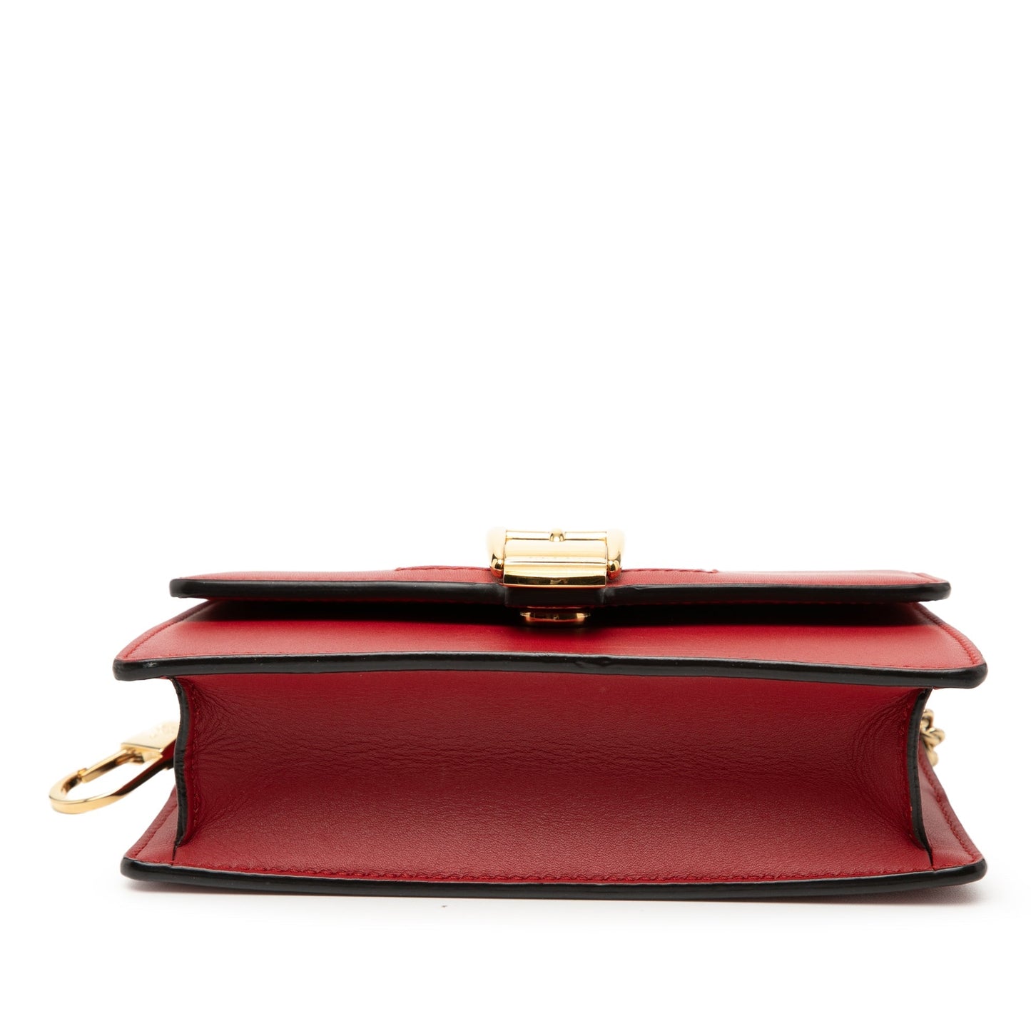 Gucci Sylvie Mini Pelle di Vitello Rossa con Web Stripe e Catena Oro — 16 cm - Etoilux