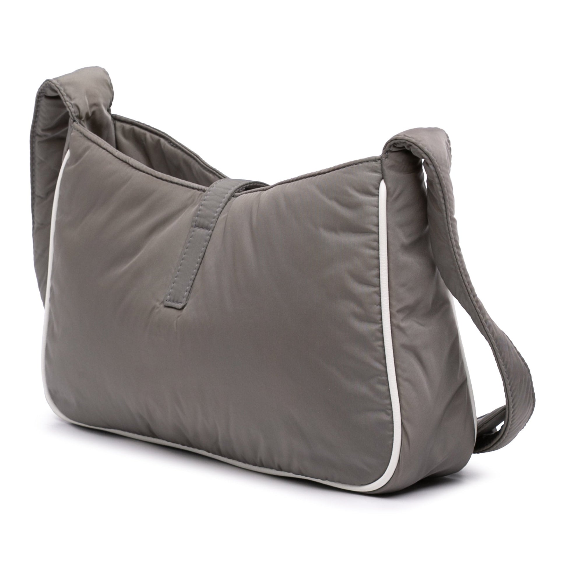 Saint Laurent Le 5 à 7 Hobo Nylon Grigio Tortora e Verde Menta 2022 – 25 cm - Etoilux