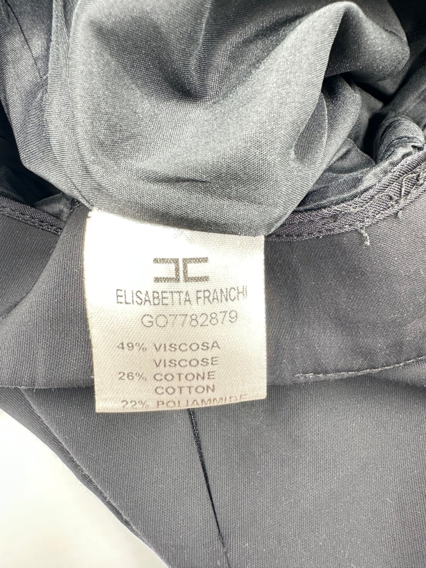 Elisabetta Franchi Gonna Midi Asimmetrica Nera con Zip Oro – Size 40 - Etoilux