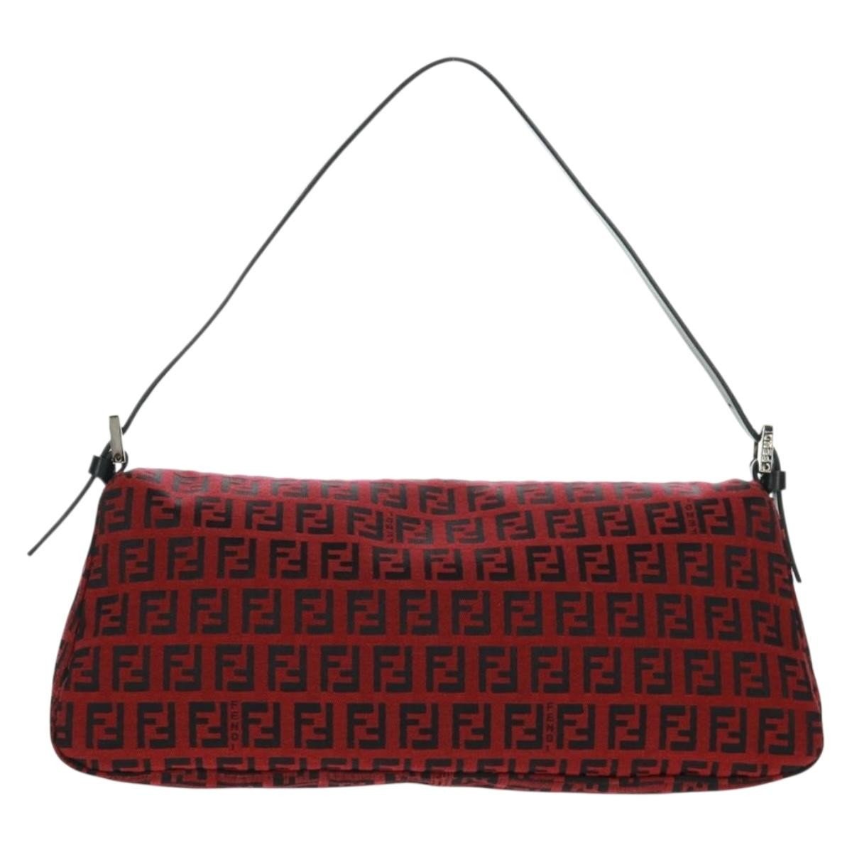 Fendi Mamma Baguette Zucchino Canvas Rosso/Nero – Misura Media - Etoilux