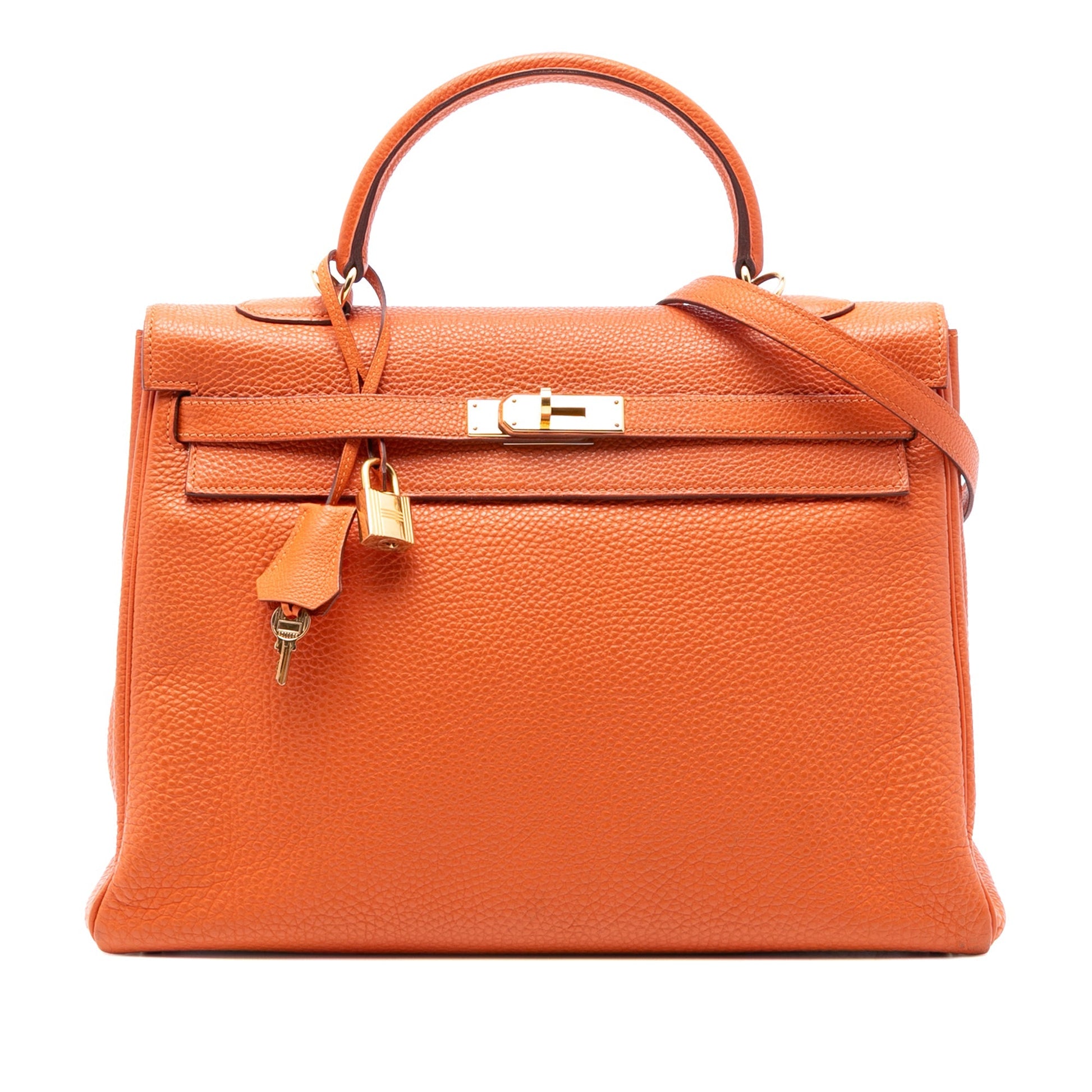 Hermès Kelly II Retourne 35 – Togo Orange / Gold Hardware (2010) - Etoilux