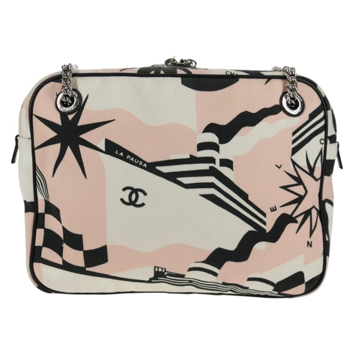 Chanel La Pausa Bay Camera Bag Tela Stampata Rosa/Avorio – 28 cm - Etoilux