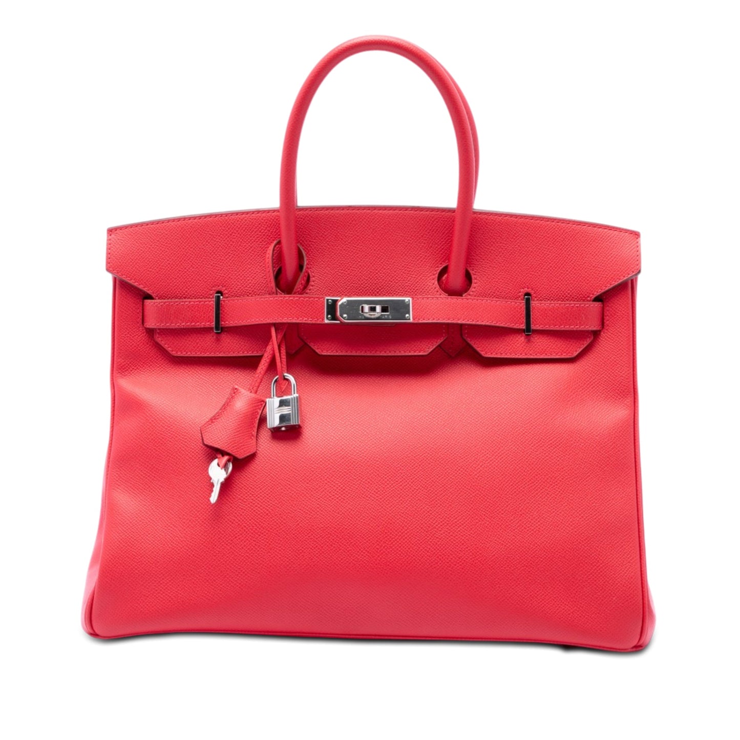 Hermès Birkin 35 Rouge Casaque pelle Epsom hardware palladio vista frontale