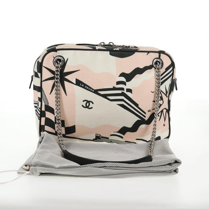 Chanel La Pausa Bay Camera Bag Tela Stampata Rosa/Avorio – 28 cm - Etoilux