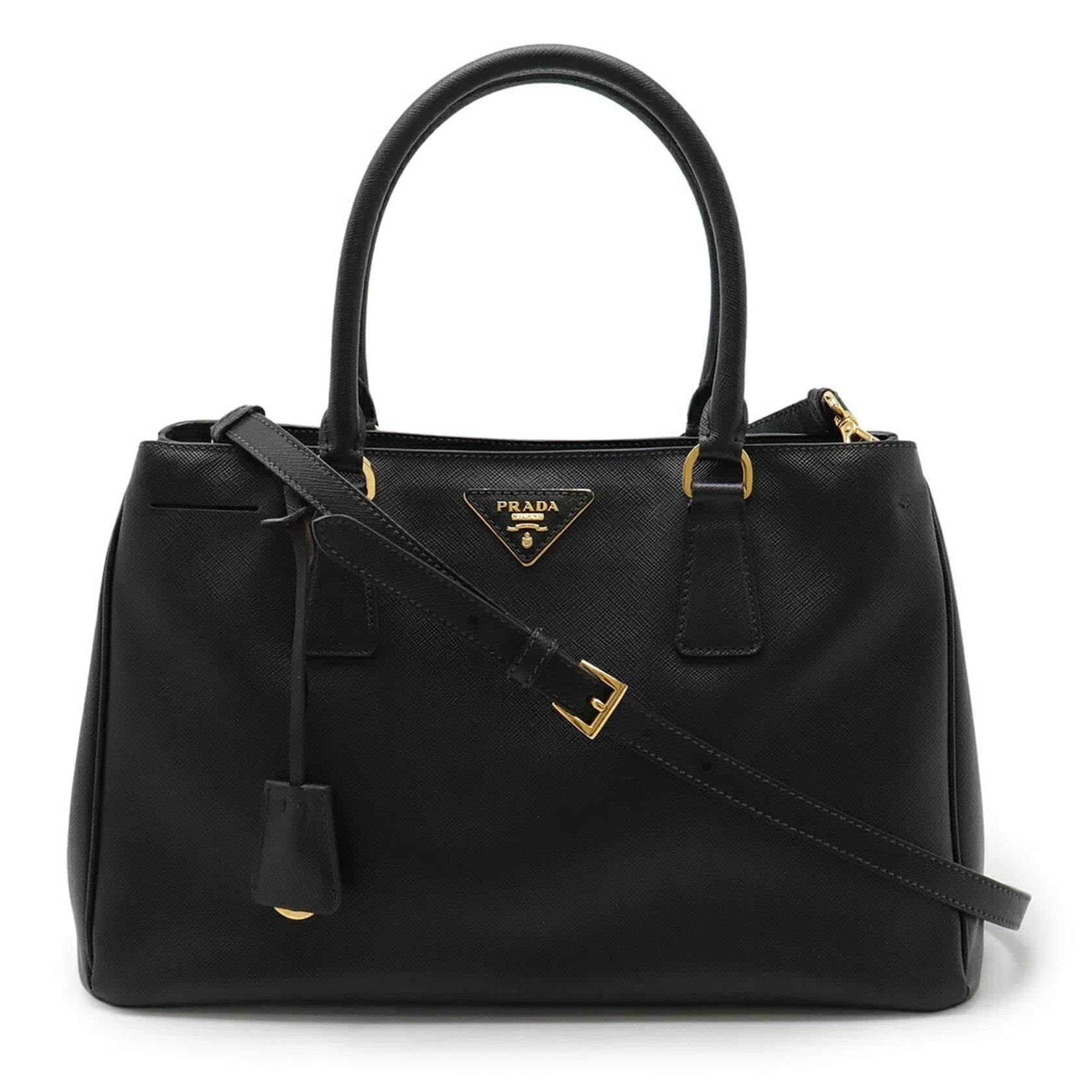 Prada Galleria BN1801 – Borsa a mano/tracolla in pelle Saffiano nera - Etoilux