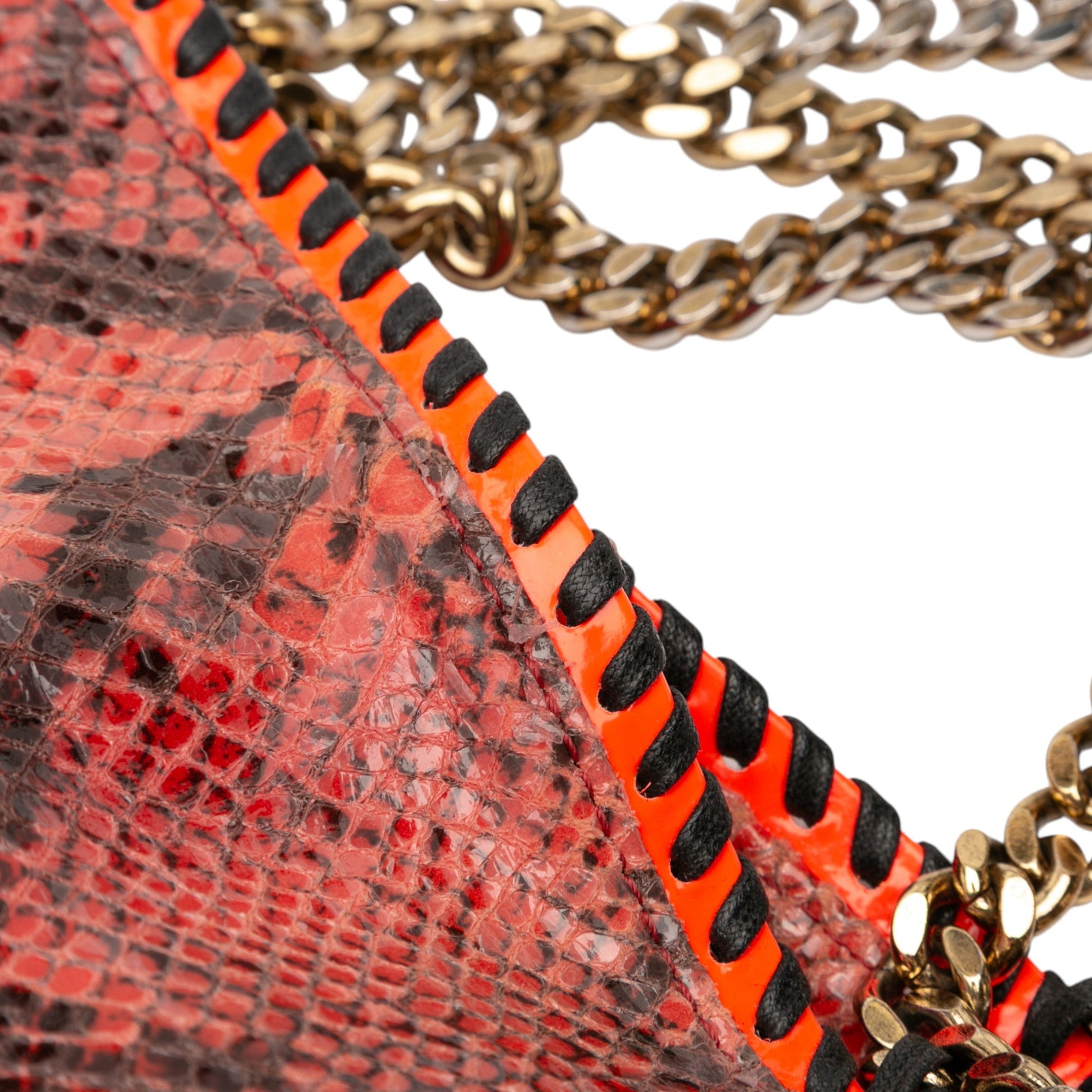 Stella McCartney Falabella – Borsa a Tracolla Pieghevole in Effetto Serpente Arancione - Etoilux