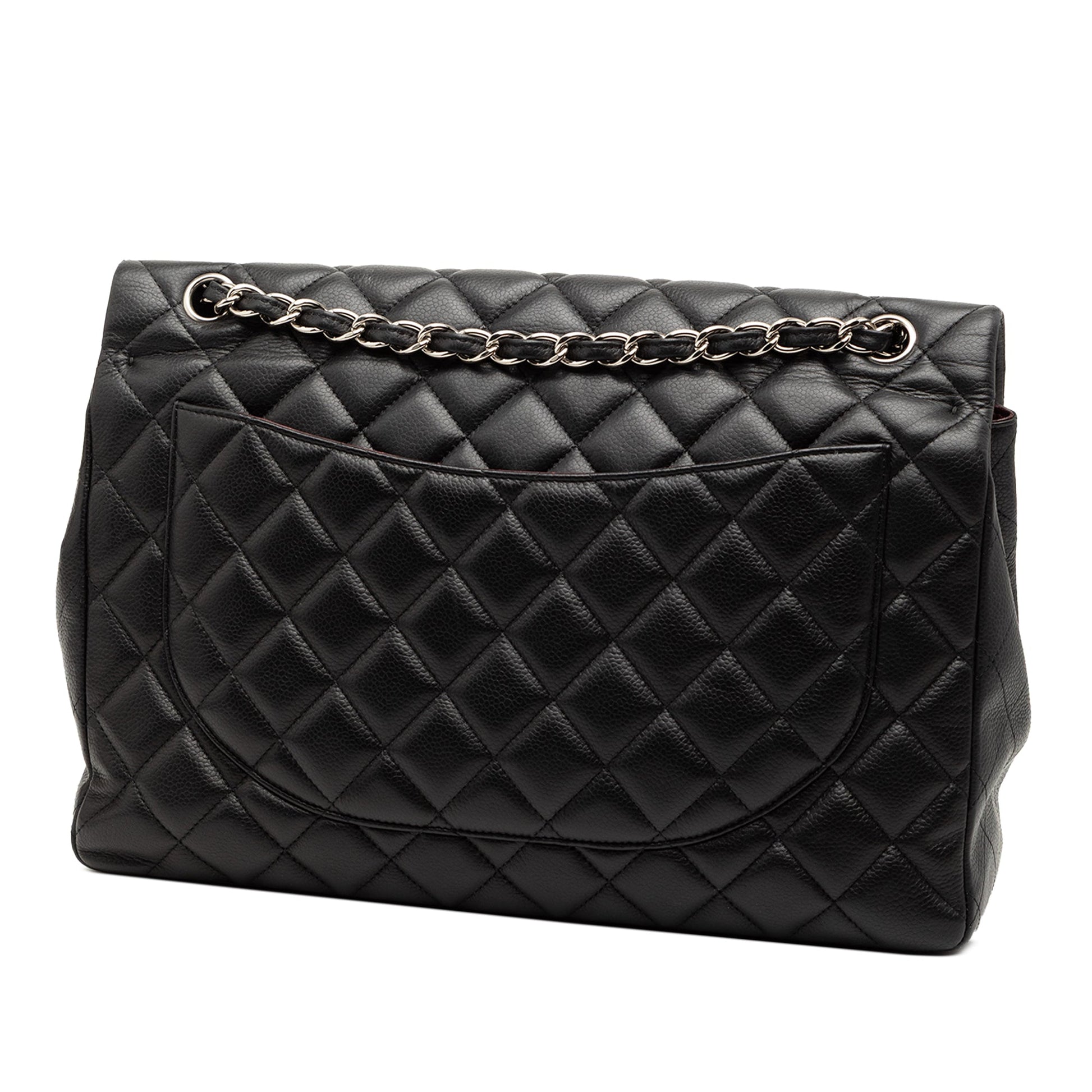 Chanel Classic Maxi Double Flap Caviar Nera 2010–2011 – 33 cm - Etoilux