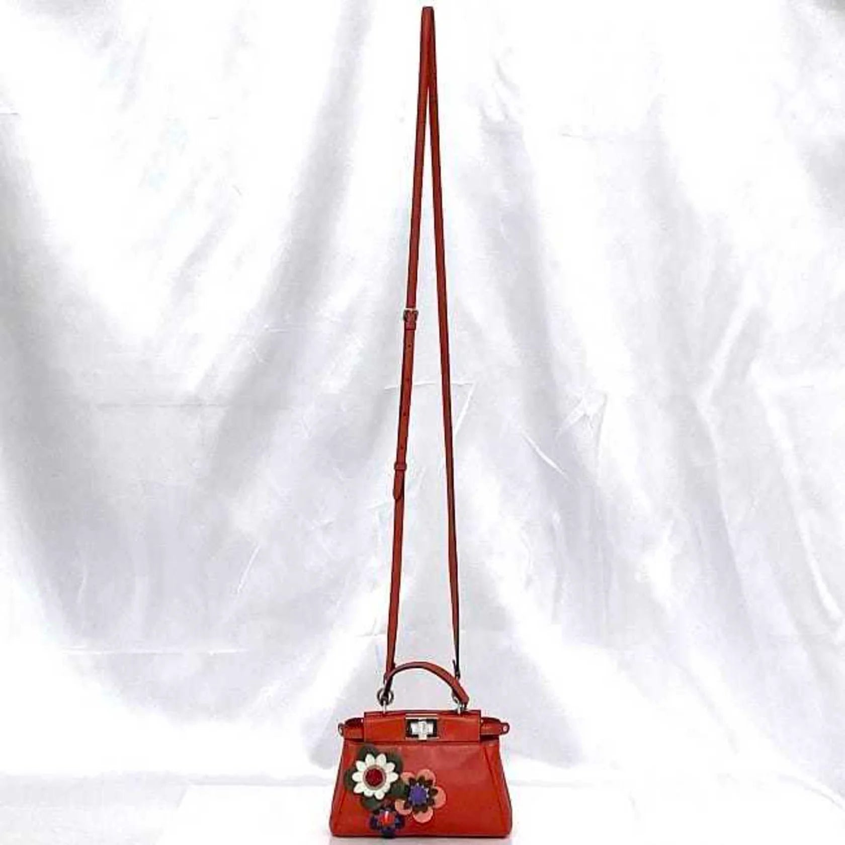 Fendi Micro Peekaboo Flowerland in Pelle Rossa - Etoilux