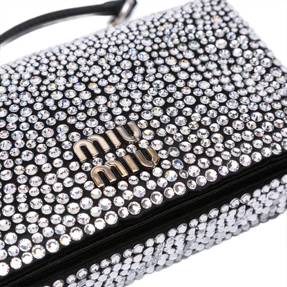Prada Mini tracolla in raso con catena decorata con cristalli - Etoilux