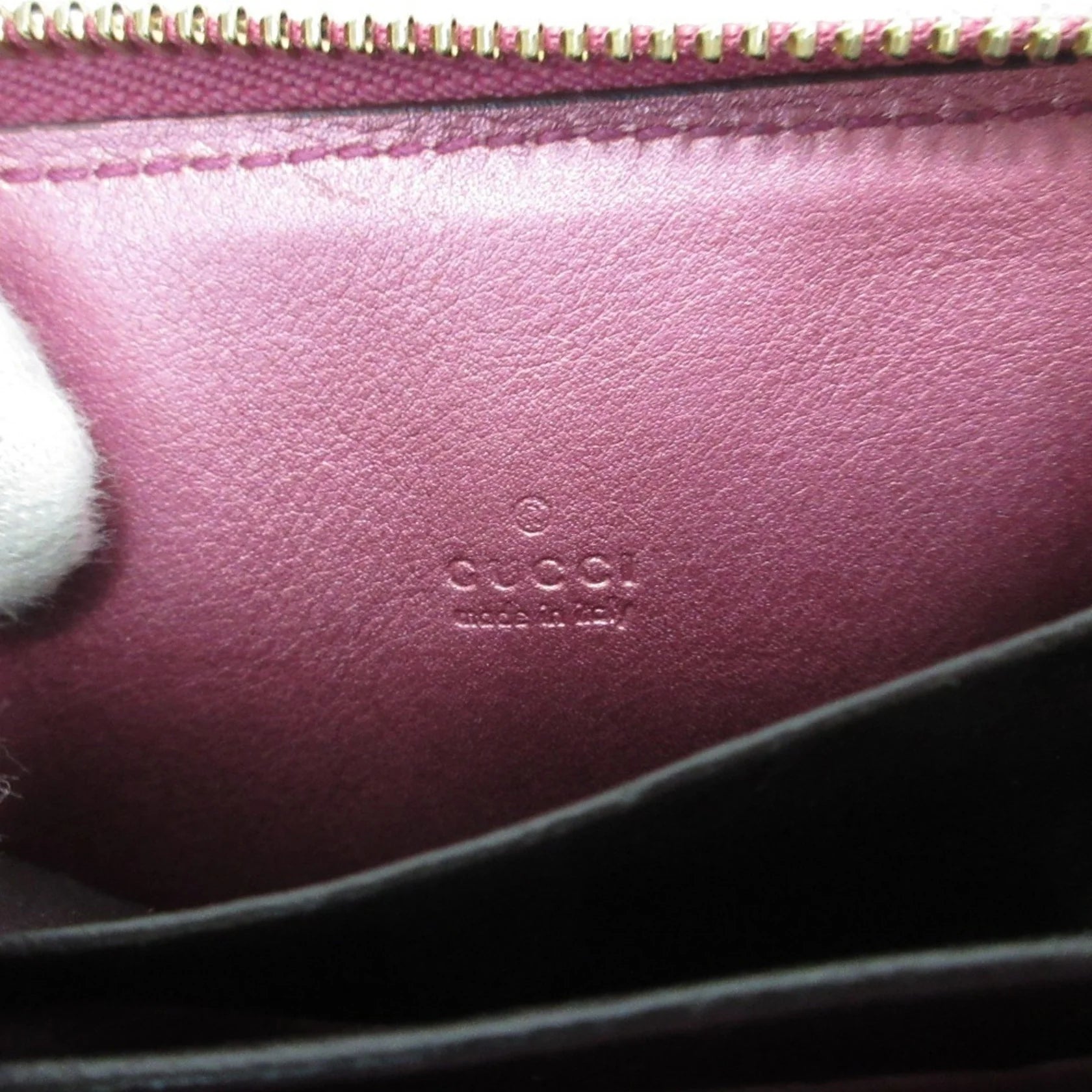 Gucci Portafoglio/portamonete in pelle Microsima con cerniera rotonda GUCCI, rosa metallizzato da donna - Etoilux