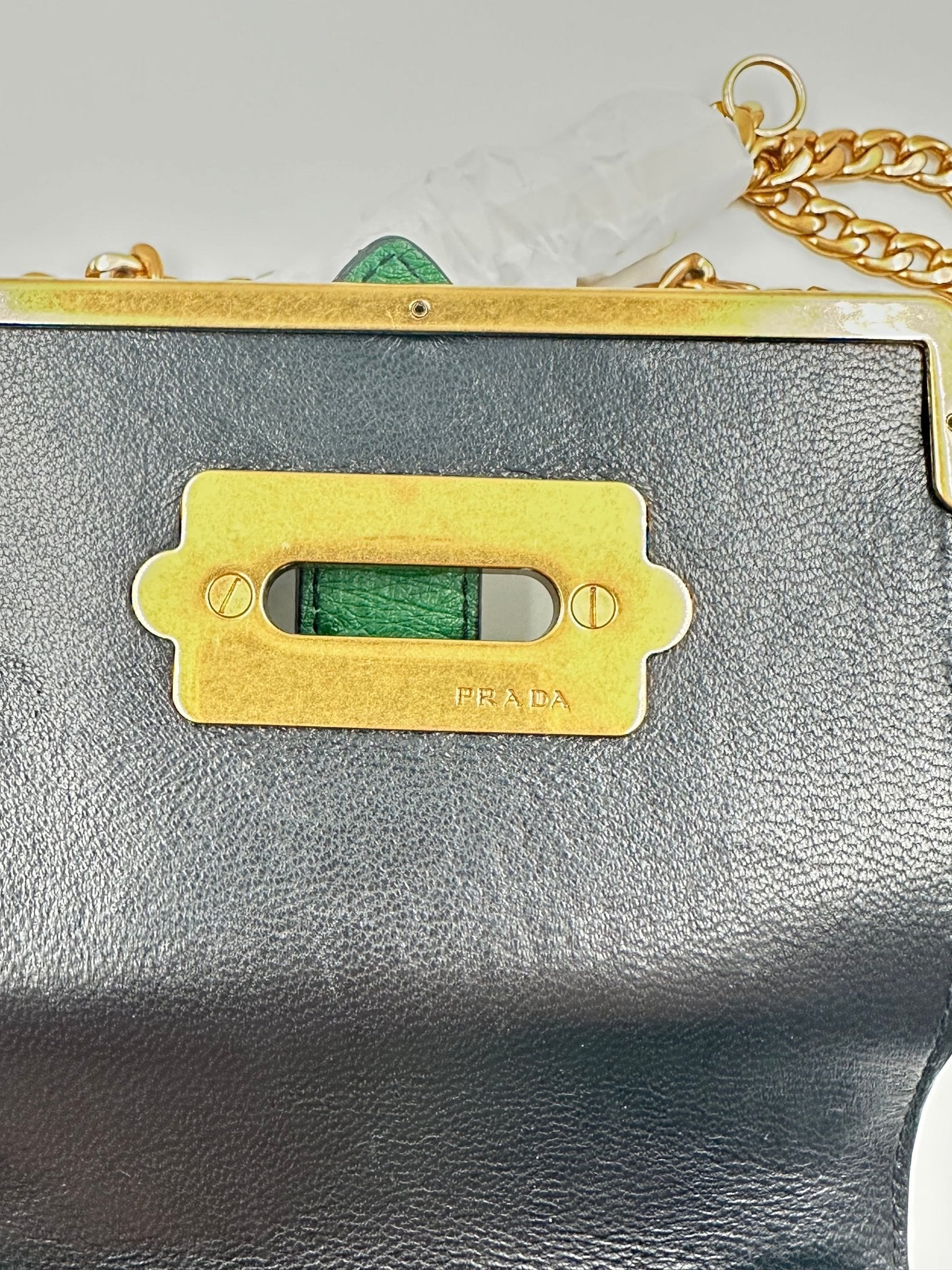 Prada Bandoliera Struzzo Verde & Nero – Full Set, Nuova - Etoilux