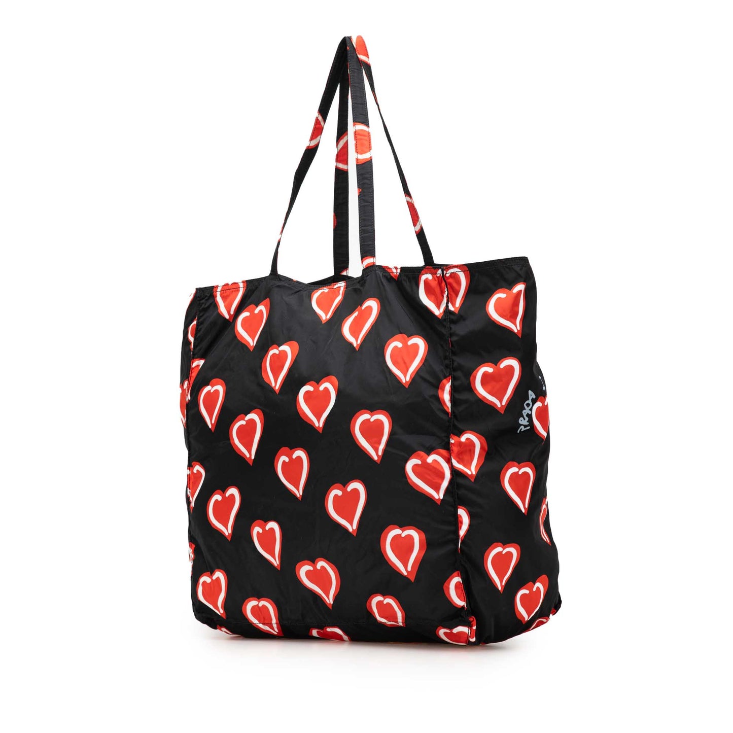 Prada – Tote in nylon stampato con cuori (“I Love Prada”) - Etoilux