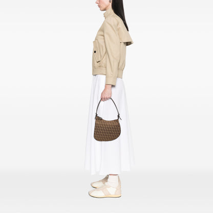 Fendi Oyster Bag Tela Zucchino Marrone Vintage – 23 cm - Etoilux