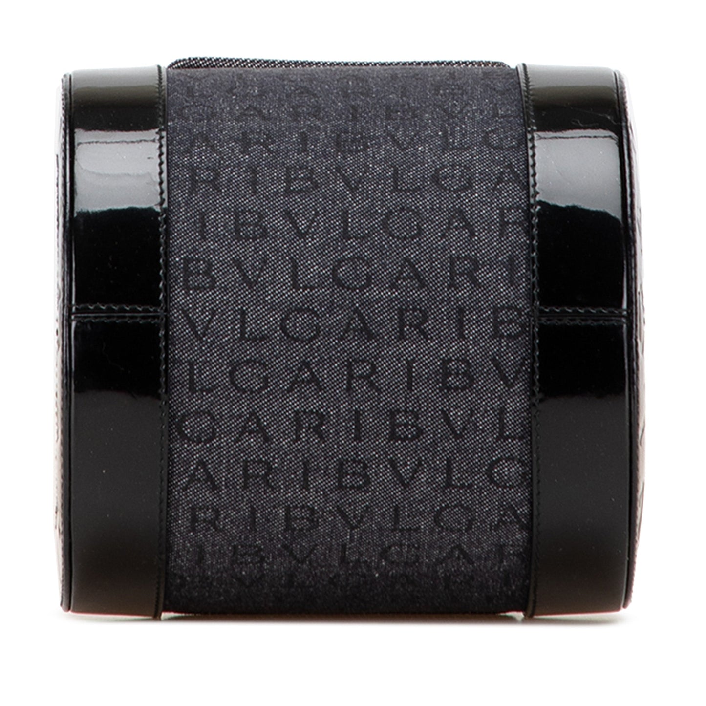 Bvlgari Mini Cylinder Logomania in denim con finiture in pelle verniciata – Nero - Etoilux