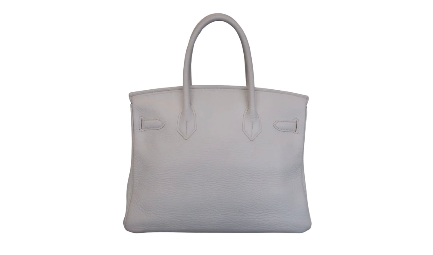 Hermès Birkin 30 Taurillon Clémence Blanc Hardware Dorato — 2008 - Etoilux