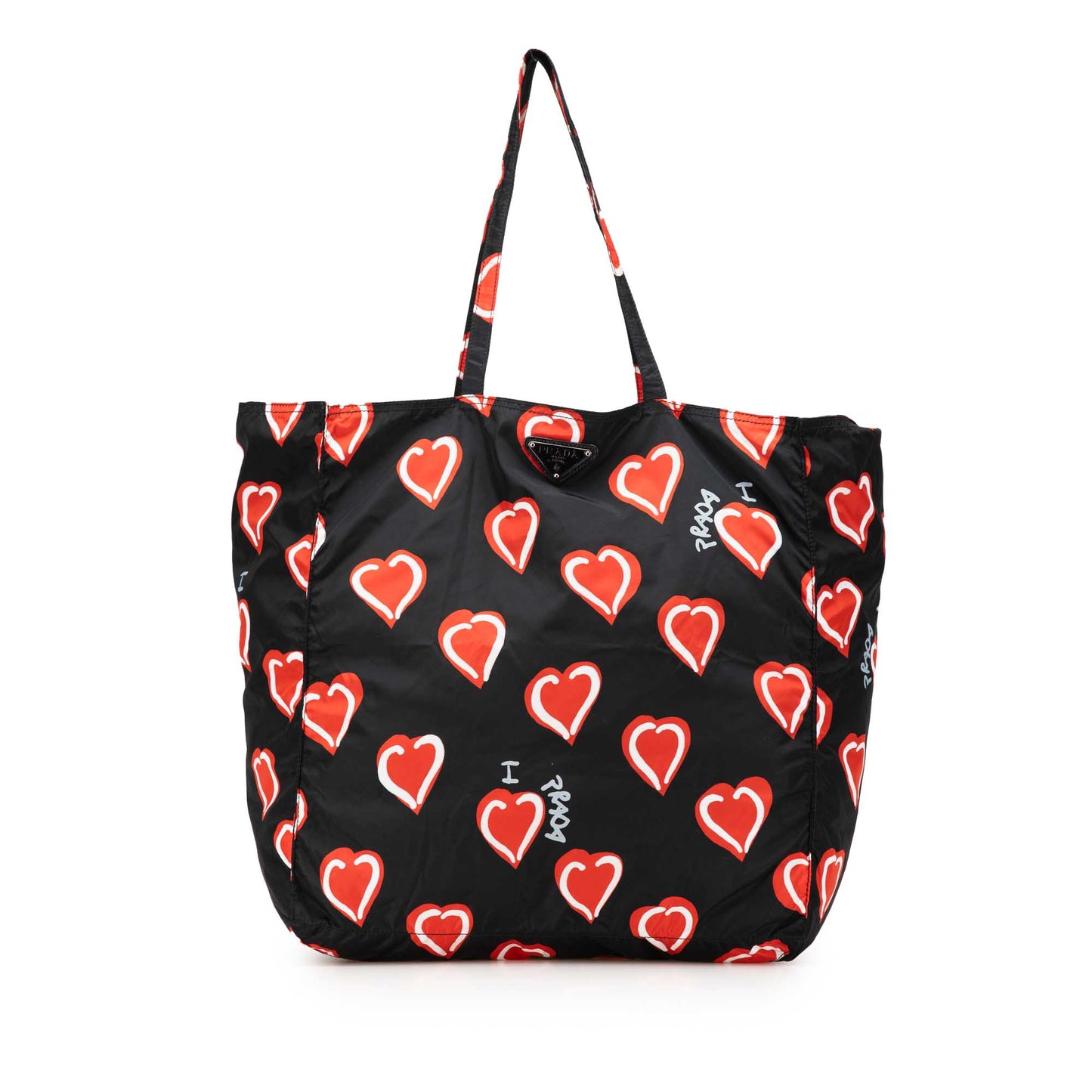 Prada – Tote in nylon stampato con cuori (“I Love Prada”) - Etoilux