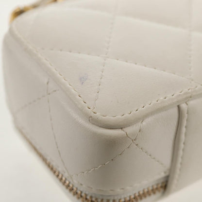 Chanel CC Zip Mini Bag Pelle di Agnello Bianco Latte – 11 cm - Etoilux
