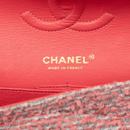 Chanel Classic Double Flap Tweed Rosa Hardware Dorato 2020 – 25 cm - Etoilux