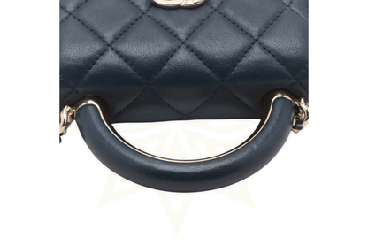 CHANEL Mini Handle Wallet on Chain in pelle trapuntata blu navy - Etoilux
