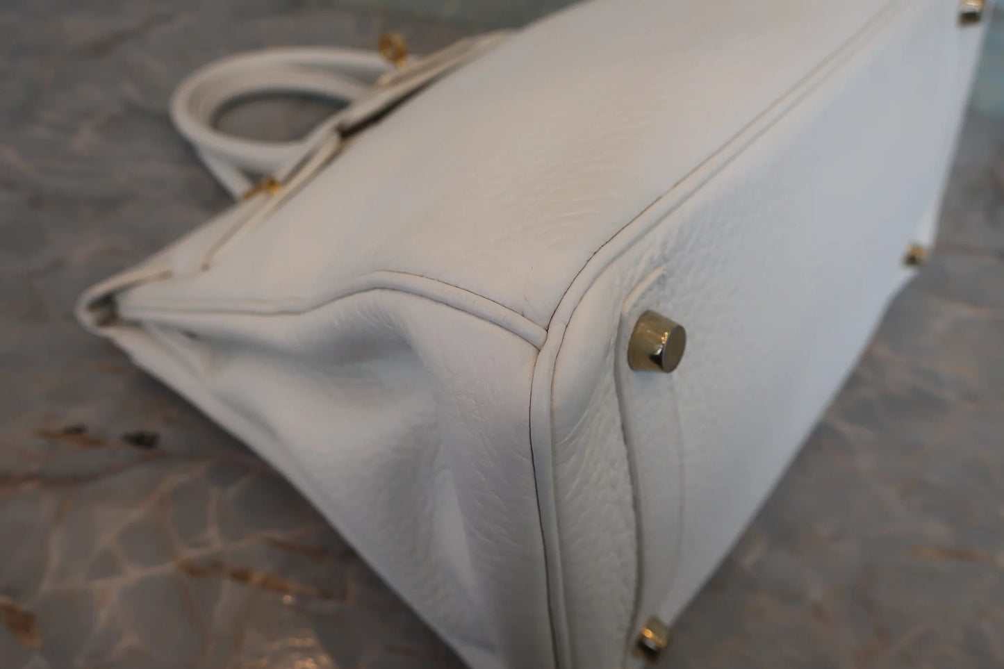 Hermès Birkin 30 Taurillon Clémence Blanc Hardware Dorato — 2008 - Etoilux