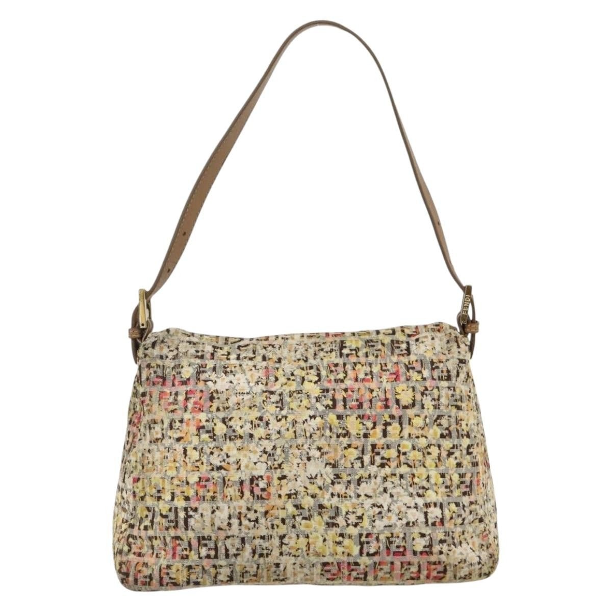 Fendi Mamma Baguette Zucca Floral Canvas Multicolor Hardware Oro – 27 cm - Etoilux