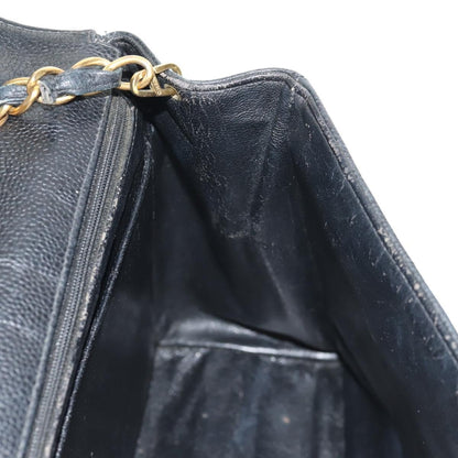 Chanel Single Flap Vintage Pelle Caviar Nera Hardware Oro – 27 cm - Etoilux