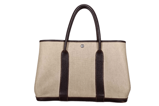 Hermès Garden Party 36 PM – Toile grigia e Buffle beige, hardware argento (2015)