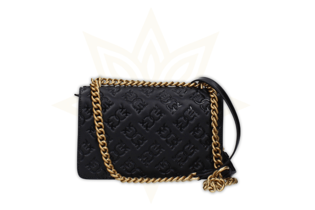 Pinko Love Classic Icon Simply 22 in pelle nera goffrata - Etoilux