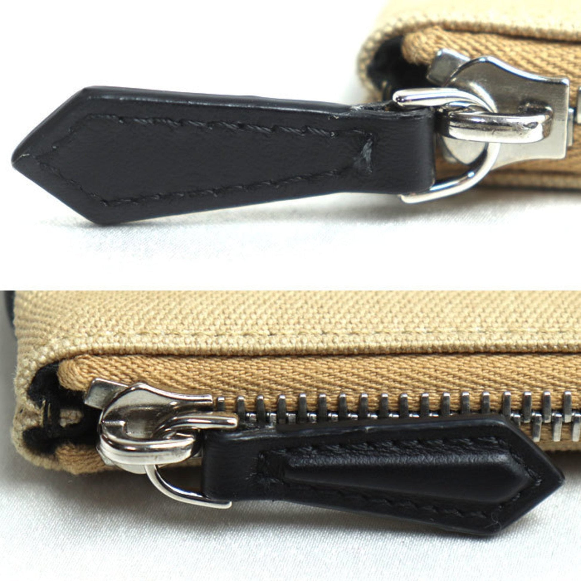 Fendi – Pochette in Canvas Beige con Dettagli in Pelle – Very Good Condition - Etoilux