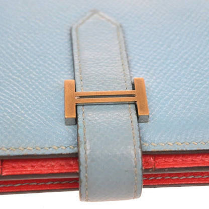 Hermès Béarn Soufflet – Pelle Epsom Bicolore – Blue Céleste / Rouge Tomate – Anno 2000 - Etoilux
