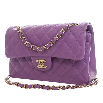 Chanel Classic Flap Pelle Caviar Viola Medium – 22 cm - Etoilux