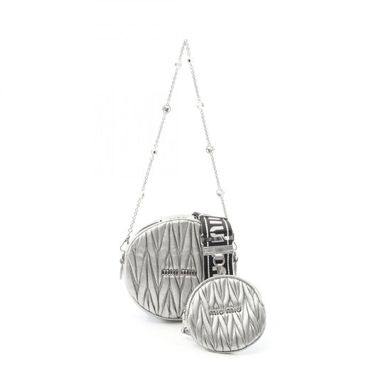 Miu Miu Matelassé Round Crossbody Argento Cristalli 5BH191 con Coin Purse – Etoilux Pre-owned