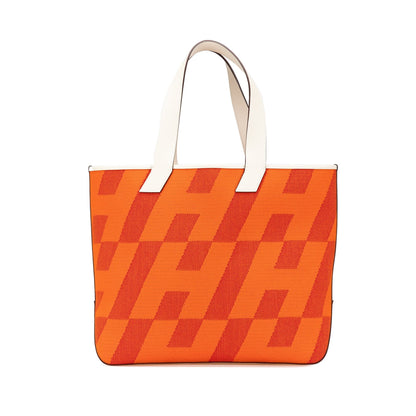 Hermès Cabas H en Biais 40 Toile H Arancione / Pelle Swift 2022 – 36 cm - Etoilux