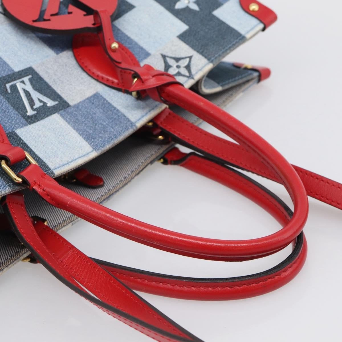 Louis Vuitton OnTheGo – Denim patchwork e manici rossi - Etoilux