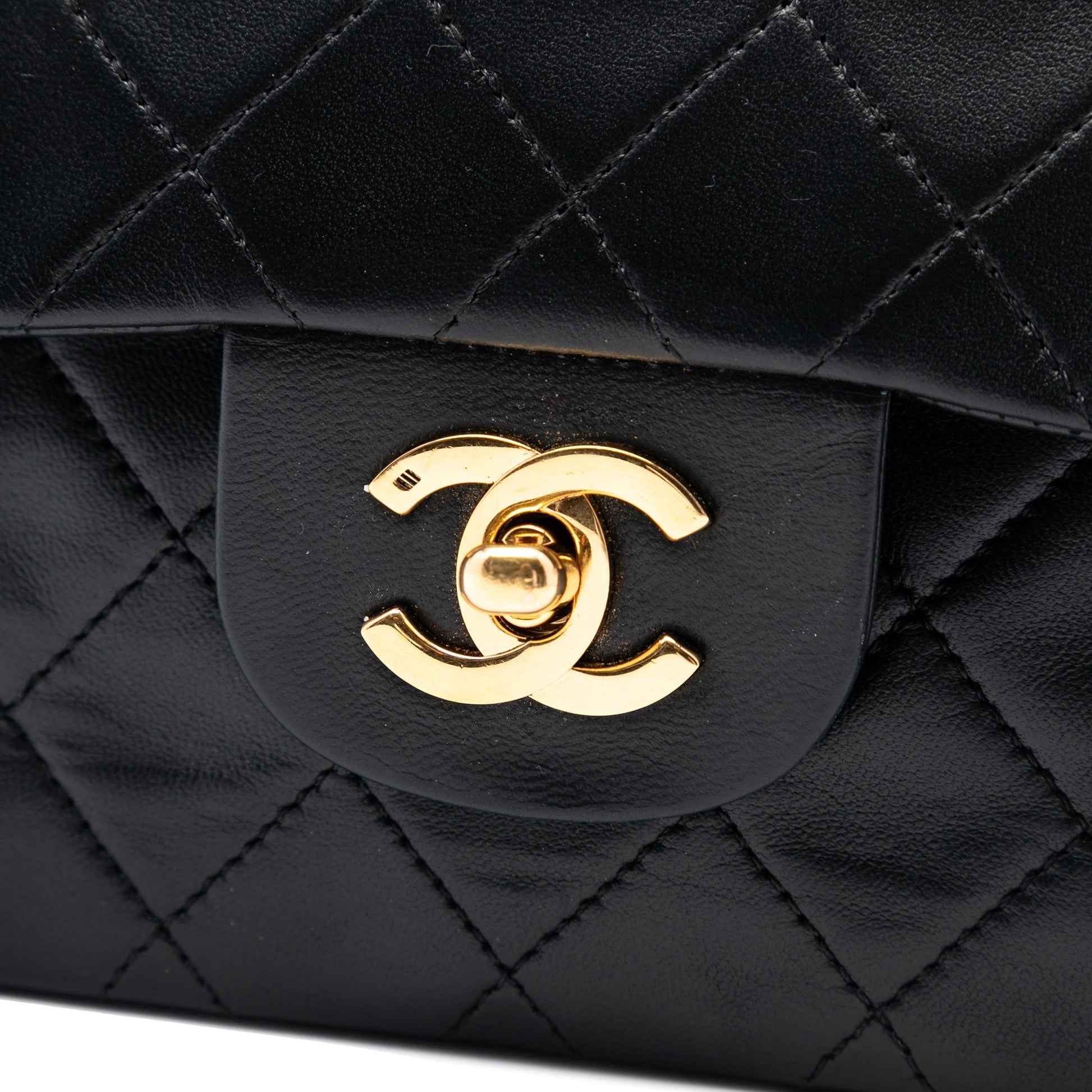 Chanel Classic Flap Small Double Flap – Pelle di Agnello Nera – Anni 1986–1988 - Etoilux
