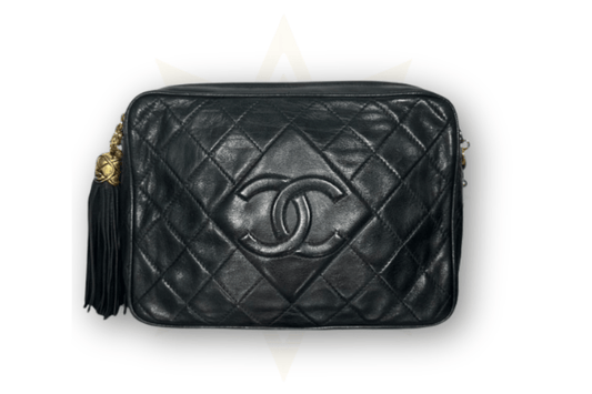 Chanel Camera Bag in pelle nera trapuntata – Vintage anni ‘80/’90 - Etoilux