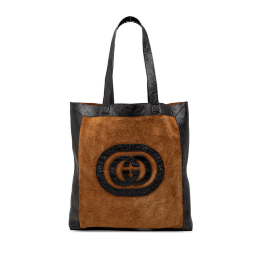 Gucci Ophidia Large Tote in pelle scamosciata marrone - Etoilux