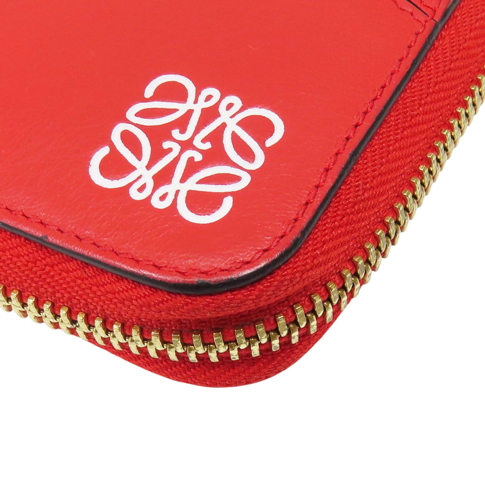 Loewe Puzzle Zip Around Wallet Vitello Liscio Rosso Scarlet - Etoilux