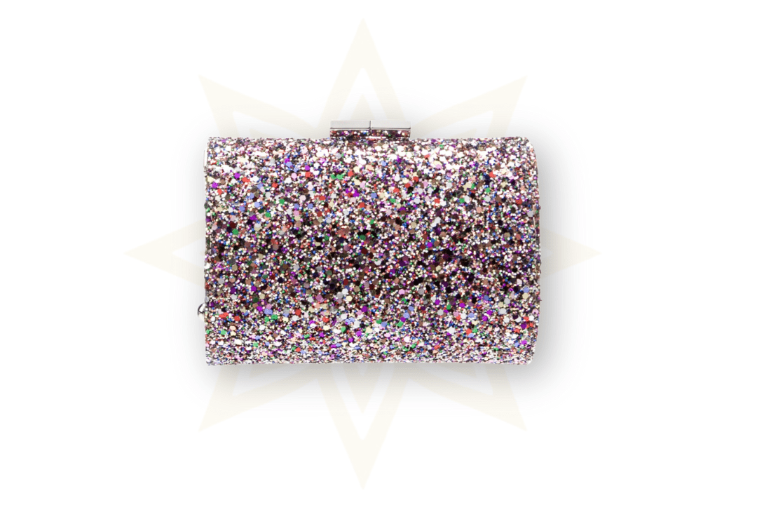 Jimmy Choo Minaudière glitterata con etichette - Etoilux