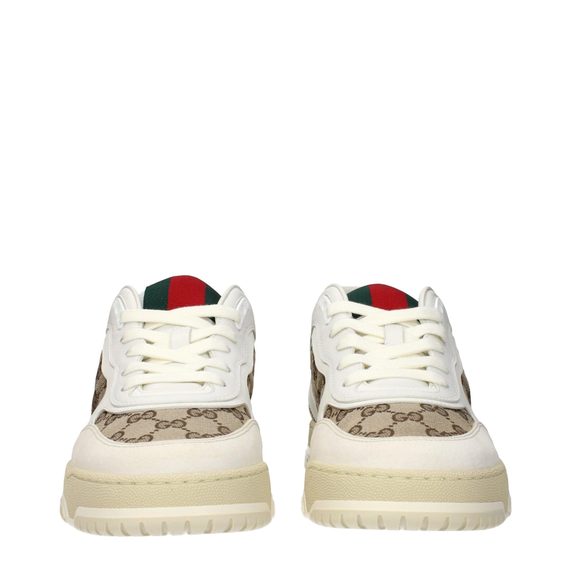 Gucci – Sneakers Re - Web Beige/Bianco – Pelle, Camoscio e Tessuto - Etoilux