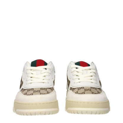 Gucci – Sneakers Re - Web Beige/Bianco – Pelle, Camoscio e Tessuto - Etoilux
