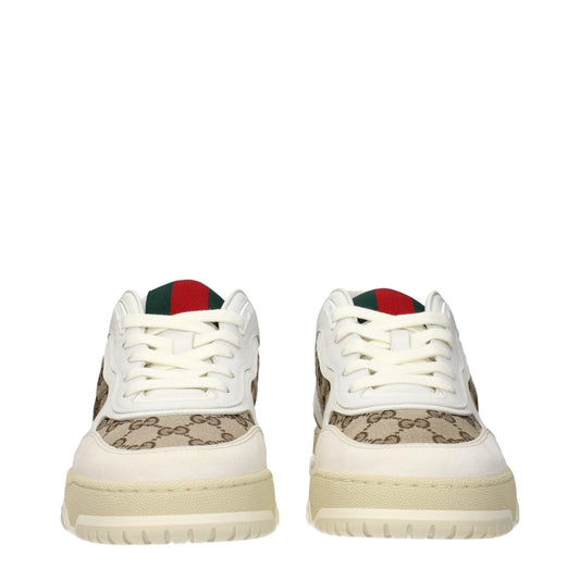 Gucci – Sneakers Re - Web Beige/Bianco – Pelle, Camoscio e Tessuto - Etoilux
