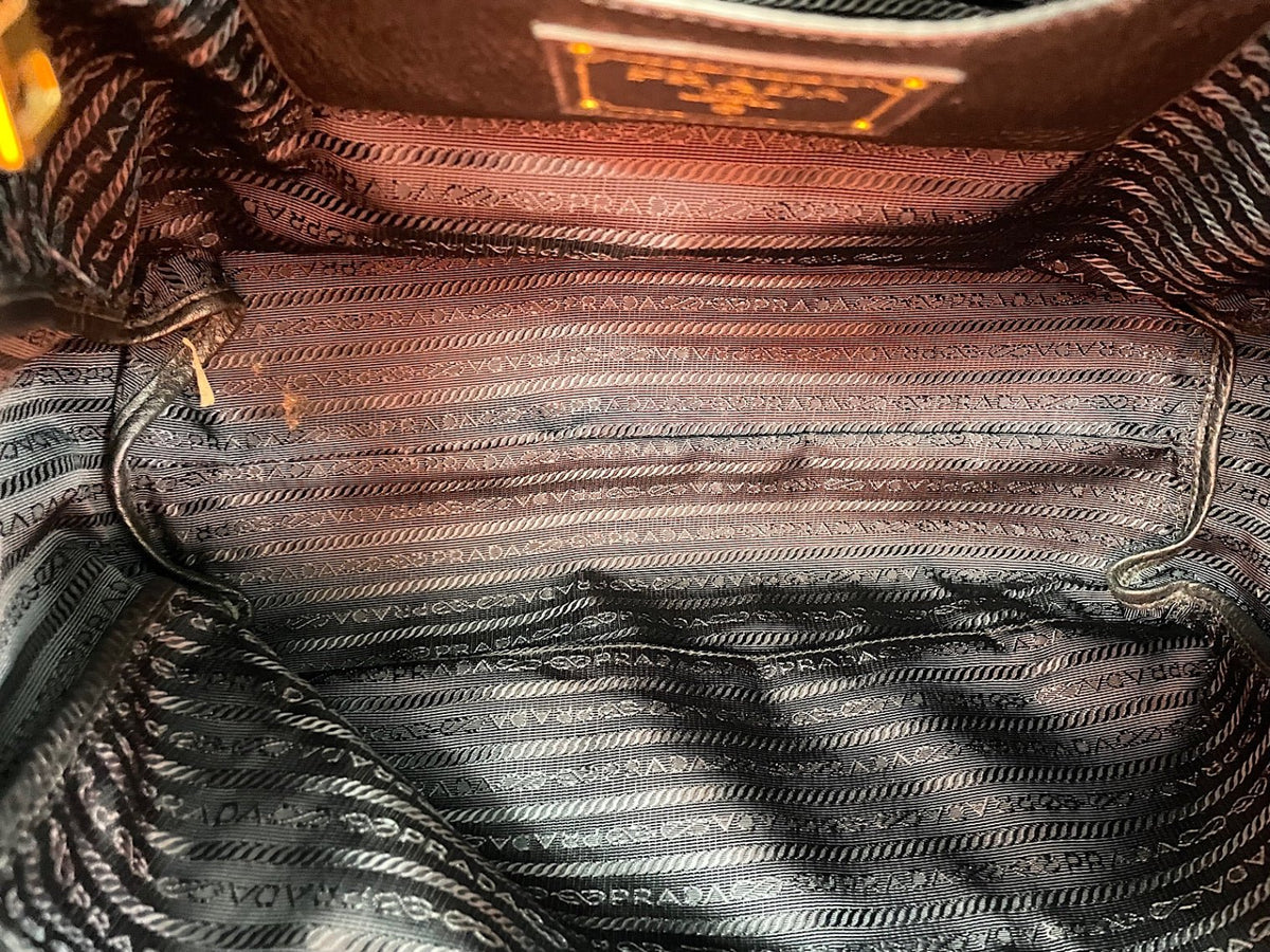 Prada Tote Convertibile Vitello Daino Nera Hardware Oro - Etoilux