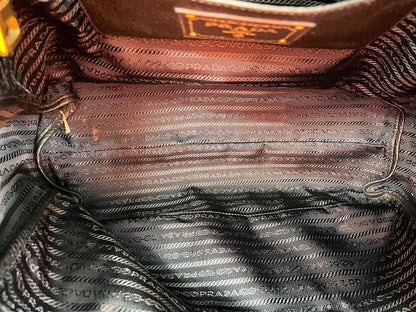 Prada Tote Convertibile Vitello Daino Nera Hardware Oro - Etoilux