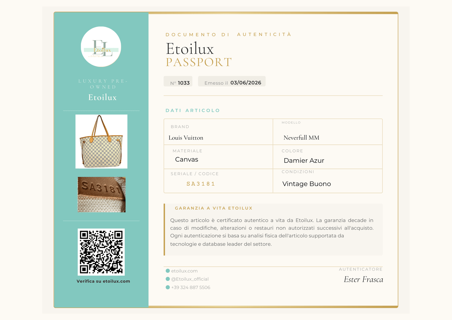 Louis Vuitton Neverfull MM Toile Damier Azur – 32 cm - Etoilux