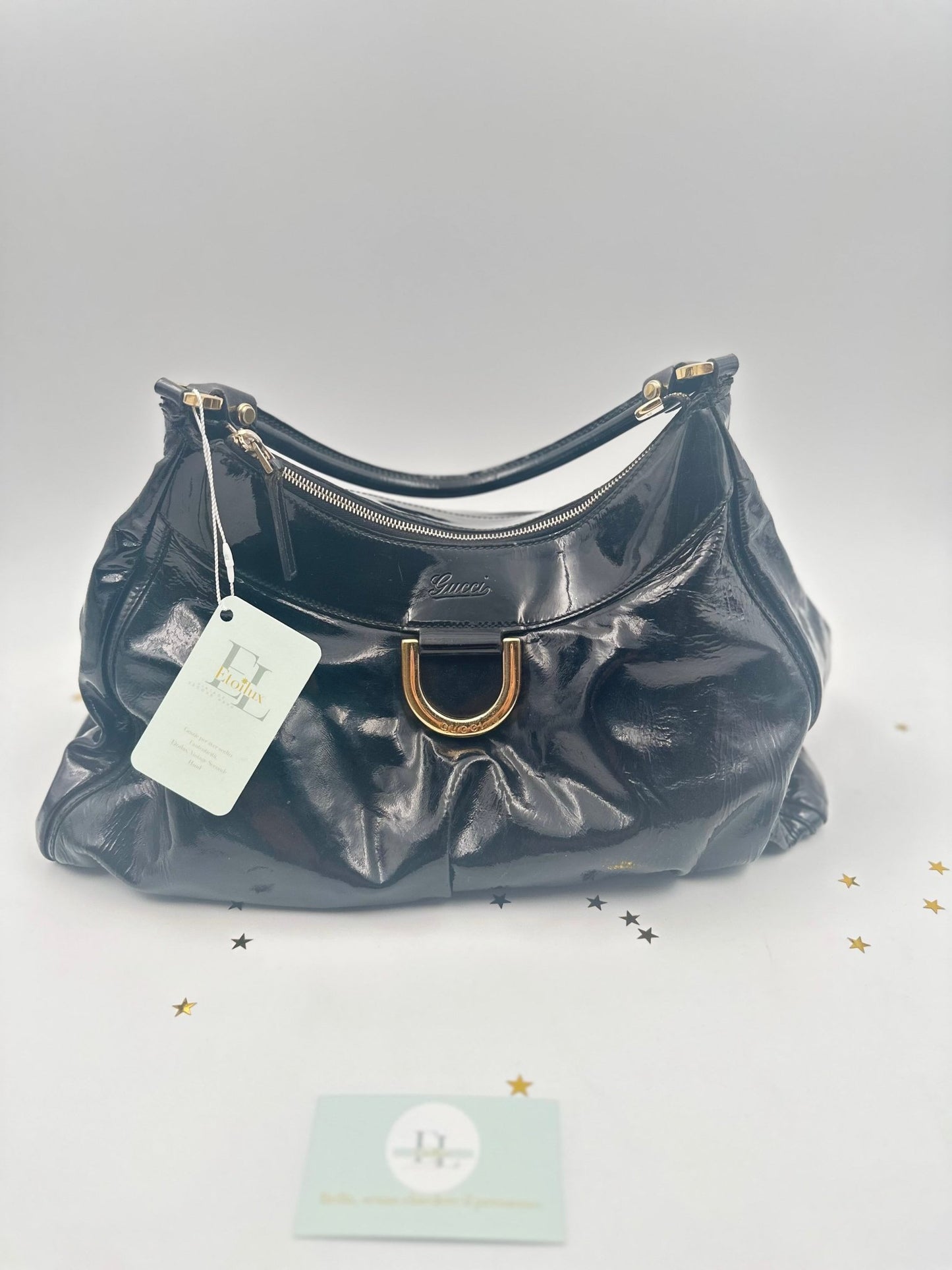 Gucci Indy Hobo Vernice Nera – Iconico Glamour Retrò - Etoilux
