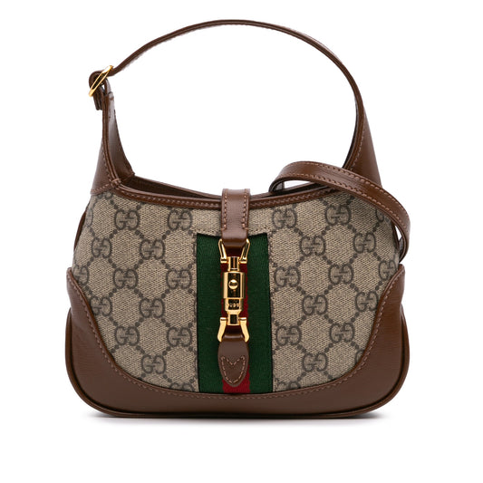 Gucci Jackie 1961 Mini tela GG Supreme marrone con finiture in pelle