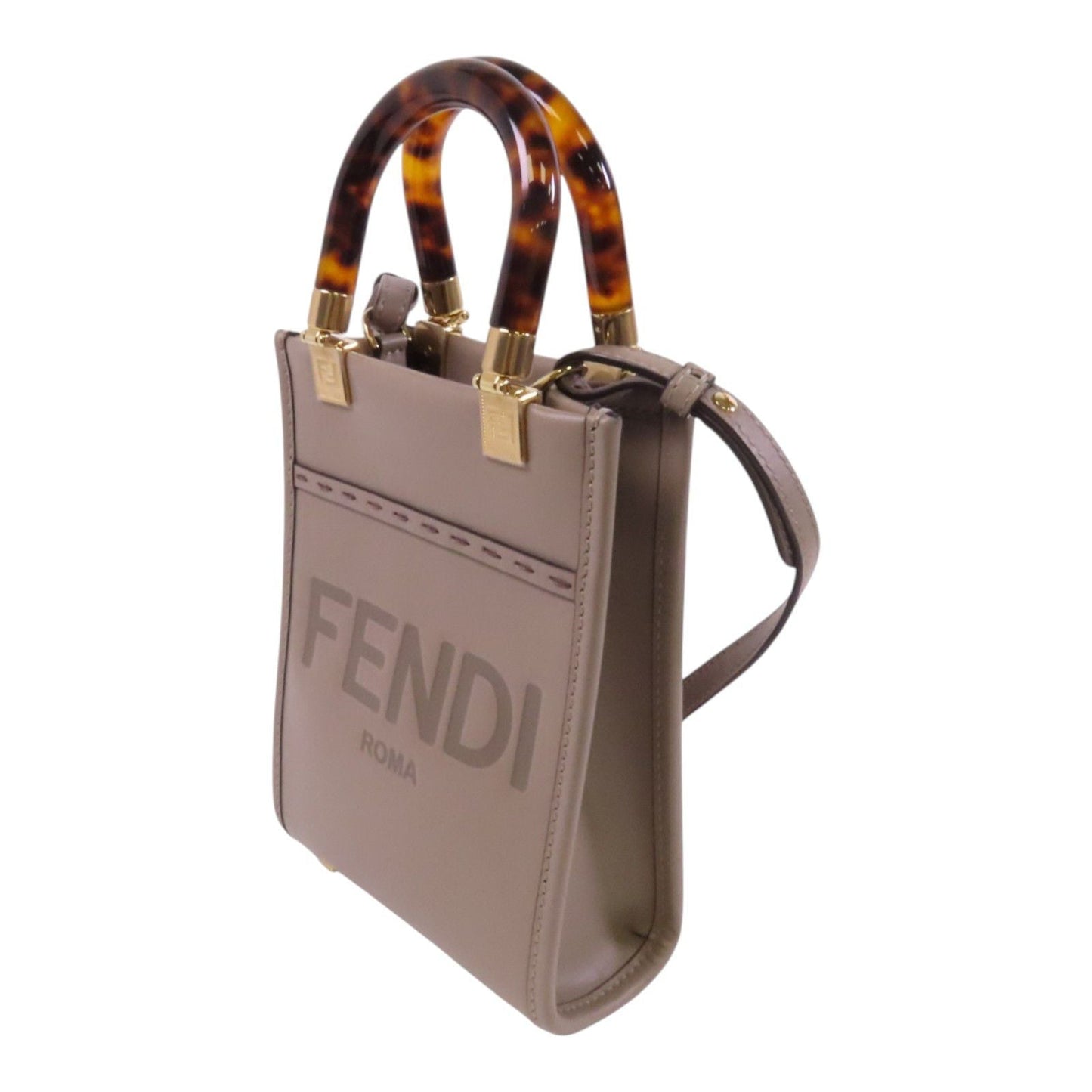 Fendi Sunshine Mini Shopper Vitello Liscio Greige – 13 cm - Etoilux