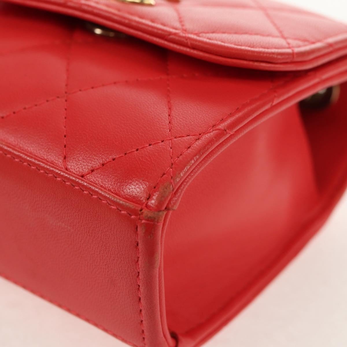 Chanel Trendy CC Small Flap Bag Pelle di Agnello Rossa Hardware Dorato - Etoilux
